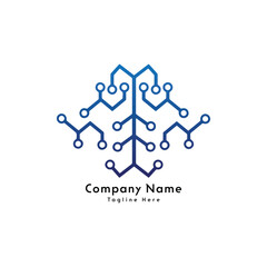 Tech brain shape logo design icon