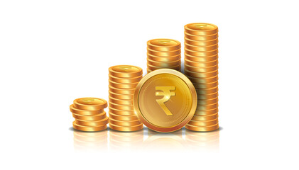 Indian rupee currency and growth ladder concept. Vector illustration.