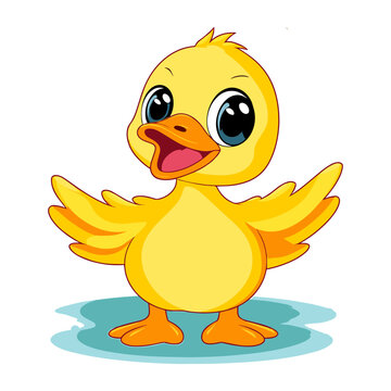 Vector illustration of cute baby duck cartoon style flat icon illustration