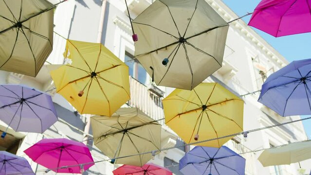 Umbrellas coloring the streets of Catania, sicily 