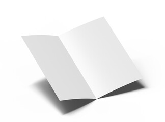 Blank Half Fold 8,5x11 letter brochure 3d render on transparent background 