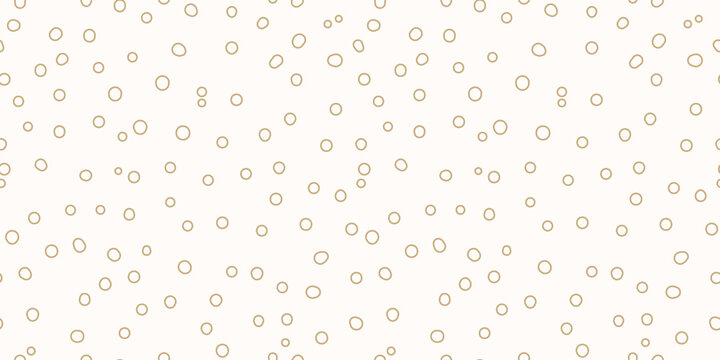 Vector seamless pattern with small hand drawn irregular golden dots, linear spots on white background. Simple minimal bubble texture. Abstract bacteria, microbe, germs illustration. Organic design