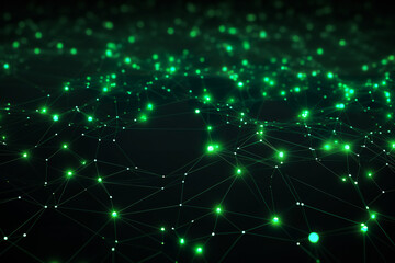 AI digital network featuring green neon neutral networks