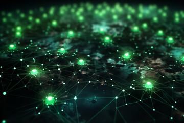 Obraz premium AI digital network featuring green neon neutral networks