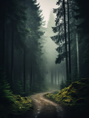 Fototapeta premium Forest, foggy, natural light