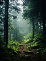 Obraz premium Forest, foggy, natural light