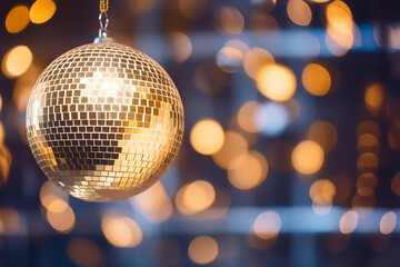 Nightclub background with disco mirror ball lights Selective focus - obrazy, fototapety, plakaty