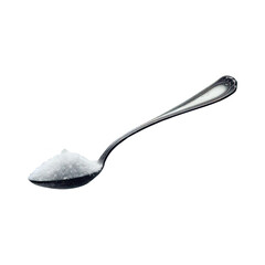 Teaspoon with salt / sugar / bicarbonate. Semi transparent. Resemblance with any crystal grainy white powder. Can either be applied over dark, colored or light backgrounds.