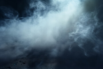 Fog or mist in background. Dark empty street with smoke. Generative AI