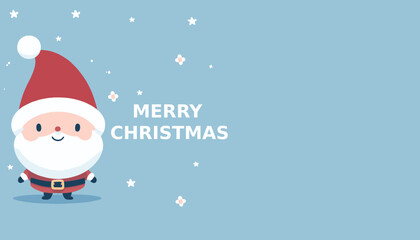Illustration of Santa Claus for a blue Christmas card postcard greetings on a red background minimalist   © Galeno