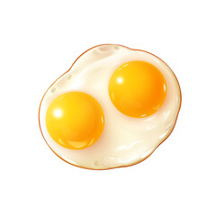 Double yolk fried egg on a transparent background. 