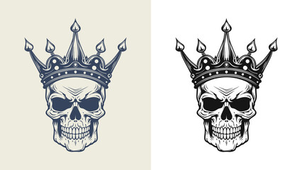 Human skull vector on white background with drawn skull silhouette.Design element for label, emblem, sign,logo, poster.