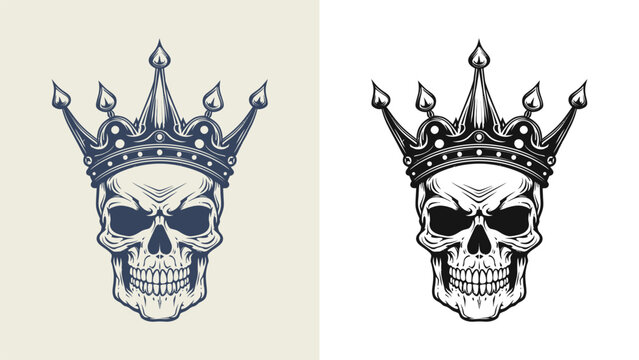 Human skull vector on white background with drawn skull silhouette.Design element for label, emblem, sign,logo, poster.