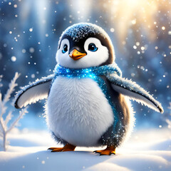 Illustration pingouin pailleté 