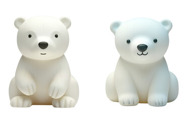 A 3D Rendered Set of Cute Polar Bear Bath Toys in Plastic Style for Kids, Isolated on Transparent Background, PNG