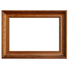 Wooden picture frame isolated on transparent background.