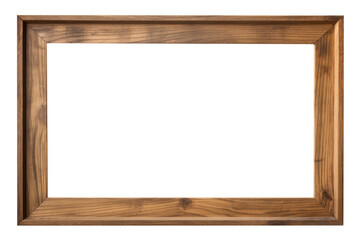 Wooden picture frame isolated on transparent background. - obrazy, fototapety, plakaty
