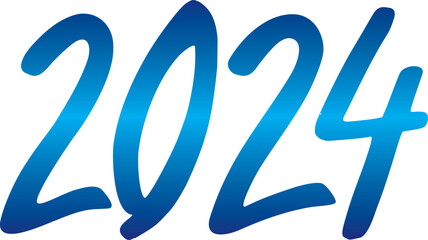 Text, inscription 2024. New Year 2024. Blue gradient. Vector graphics.