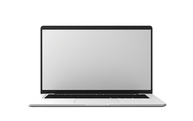 Laptop with a Blank Screen isolated on a transparent background.