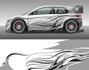 Car wrap vinyl racing decal ornament. Abstract curve striped sport background design print template. Vector illustration.