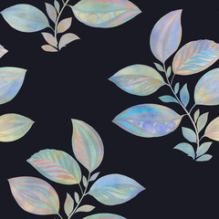 Seamless floral pattern with abstract watercolor leaves