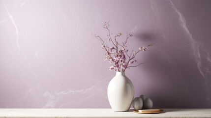 A plain wall in muted lavender, with a subtle marble-inspired pattern adding a touch of luxury to the room.