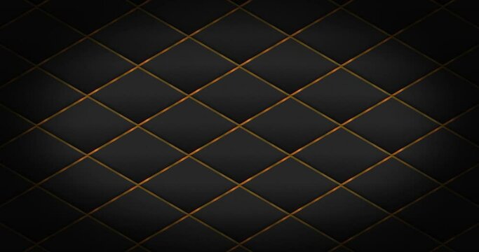 Abstract luxury four corner polygon rhombus grid gradient of black color in seamless loop pattern animation moving from down to up. rhombus golden frame pattern grid award and luxury background.