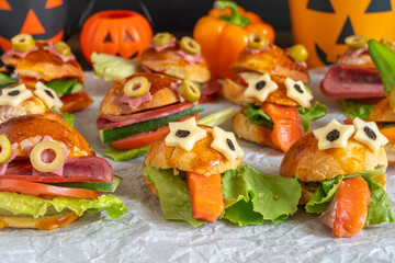Monster sandwiches for Halloween. Kid's food ideas for Halloween.