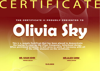  Simple Modern Certificate Template in Burgundy-Yellow Colors