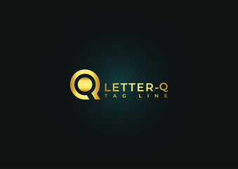 Obraz premium Luxury Q letter logo sign vector design. Elegant linear monogram
