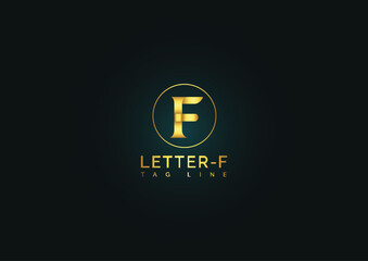Obraz premium Luxury F letter logo sign vector design. Elegant linear monogram