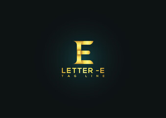 Luxury E letter logo sign vector design. Elegant linear monogram
