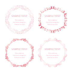 素材_フレームのセット_春をイメージしたピンクの飾り枠。シンプルで高級感のある囲みのデザイン