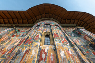 Sucevita is a painted monastery in Romania. One of Romanian Orthodox monasteries in southern Bucovina that are a UNESCO World Heritage site - 686360534