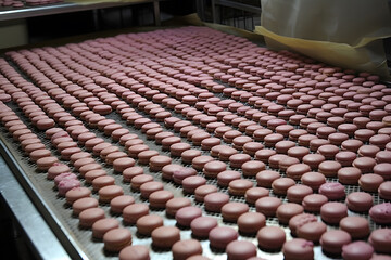 Set of Many tasty macarons purple pink. Neural network AI generated art