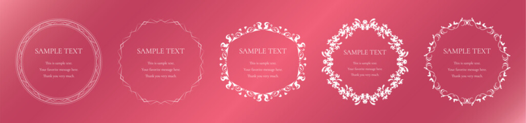 素材_フレームのセット_春をイメージしたピンクの飾り枠。シンプルで高級感のある囲みのデザイン - obrazy, fototapety, plakaty