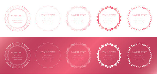 素材_フレームのセット_春をイメージしたピンクの飾り枠。シンプルで高級感のある囲みのデザイン