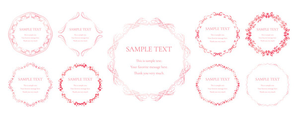 素材_フレームのセット_春をイメージしたピンクの飾り枠。シンプルで高級感のある囲みのデザイン