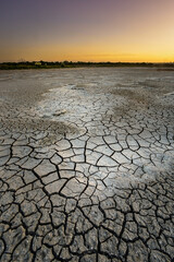 Broken dry soil in a Pampas lagoon, La Pampa province, Patagonia, Argentina.