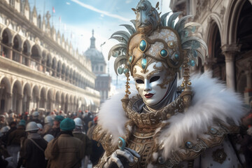 Venetian Elegance: Carnival Mask at Piazza San Marco