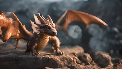 A dragon is sitting on rock . Ai generative