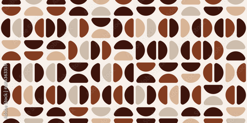 Poster brown repeated beans, coffee pattern. seamless and simple coffee beans pattern. geometric coffee hou