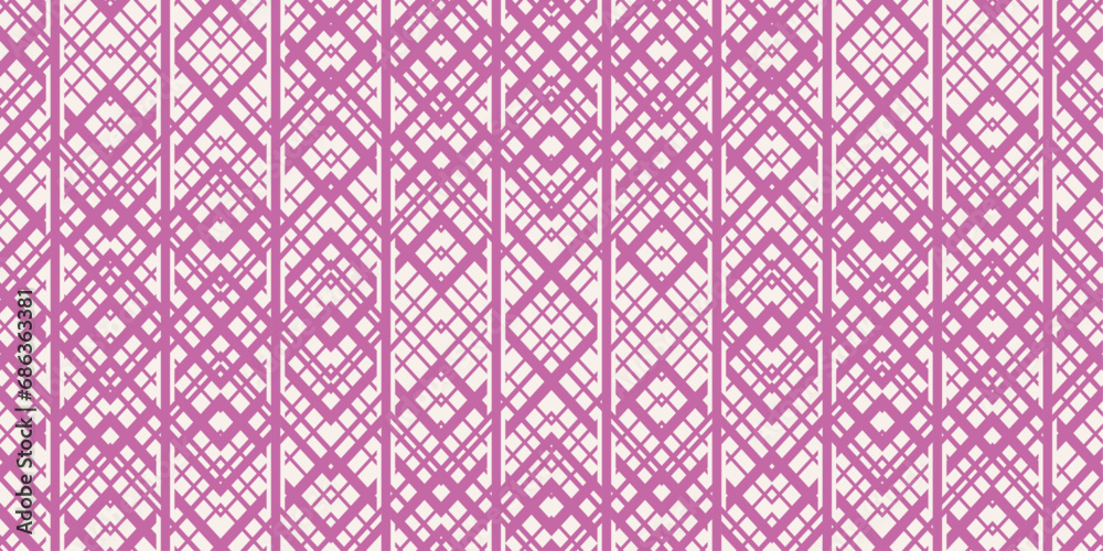 Poster Pink seamless columns of diagonal lines. Kaleidoscopic pattern of pink colors.