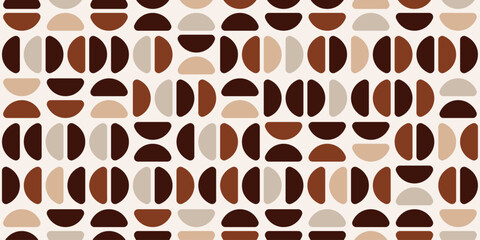 Brown repeated beans, coffee pattern. Seamless and  simple coffee beans pattern. Geometric coffee house wallpaper print pattern.