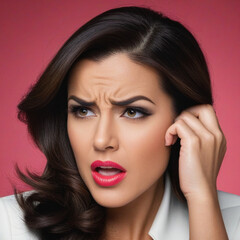 Female face with angry expression, Generative AI