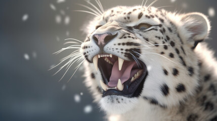 Close up portrait of a white leopard