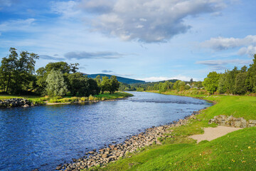 Fototapeta na wymiar The river Spey in Charlestown of Aberlour in Scotland