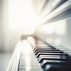 white piano keyboard in a bright room