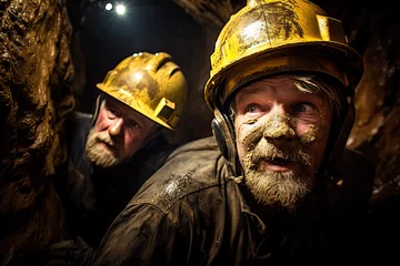 Foto op Plexiglas Gold miners in gold mine after finding great gold source. © Robert