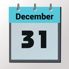 vector calendar page with date December 31, light colors